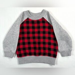 GOOD LAD Toddler Boys' Red Buffalo Plaid Heather Grey Raglan Sweatshirt Size 2T